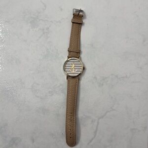 Tan Leather Strap Watch with Gold Accents